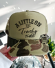Camo trashy side Trucker Hat by Madness & Mayhem LLC