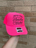 Neon pink Hotter than a hoochie Trucker Hat by Madness & Mayhem LLC