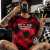 Red Questionable decisions embroidered tie dye T-shirt by Madness & Mayhem LLC
