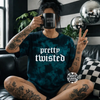 Teal pretty twisted embroidered tie dye T-shirt by Madness & Mayhem LLC