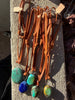 Turquoise + Lapis on Leather Necklace by mend metalworks