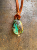 Turquoise + Lapis on Leather Necklace by mend metalworks