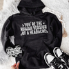 Human version of a headache hoodie (finished product) by Madness & Mayhem LLC
