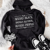 Wears Black alcohol hoodie (finished product) by Madness & Mayhem LLC