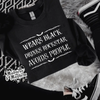 Wears black Rockstar crew neck sweatshirt (finished product) by Madness & Mayhem LLC