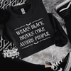 Wears black Coke crew neck sweatshirt (finished product) by Madness & Mayhem LLC