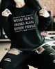 Wears black Alani crew neck sweatshirt by Madness & Mayhem LLC