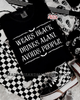 Wears black Alani Shirt by Madness & Mayhem LLC