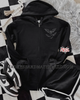 Rose ribs zip up hoodie by Madness & Mayhem LLC