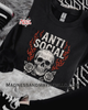 Anti social skull crew neck sweatshirt by Madness & Mayhem LLC