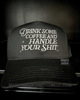 Black Drink some coffee embroidered Hat by Madness & Mayhem LLC