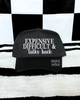 Expensive difficult & talks back embroidered Black Hat by Madness & Mayhem LLC