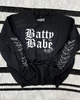 Batty babe with bat sleeves crew neck sweatshirt by Madness & Mayhem LLC