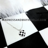 Silver Checkered Hear Necklace by Madness & Mayhem LLC