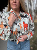 Off To The Races Horse Print Blouse - Mint by Lil Bee's Bohemian