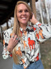 Off To The Races Horse Print Blouse - Mint by Lil Bee's Bohemian