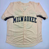 Autographed/Signed Jacob Misiorowski Milwaukee Cream Baseball Jersey JSA COA by Hall of Fame Sports Memorabilia