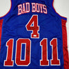 Autographed/Signed Joe Dumars & Dennis Rodman Detroit Bad Boys Blue Basketball Jersey JSA COA