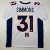 Autographed/Signed Justin Simmons Denver White Football Jersey JSA COA