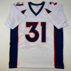 Autographed/Signed Justin Simmons Denver White Football Jersey JSA COA