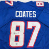 Autographed/Signed Ben Coates New England Blue Football Jersey Beckett BAS COA by Hall of Fame Sports Memorabilia