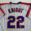 Autographed/Signed Ray Knight New York Pinstripe Baseball Jersey Beckett BAS COA