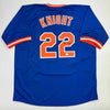 Autographed/Signed Ray Knight New York Blue Baseball Jersey Beckett BAS COA by Hall of Fame Sports Memorabilia