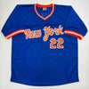 Autographed/Signed Ray Knight New York Blue Baseball Jersey Beckett BAS COA by Hall of Fame Sports Memorabilia