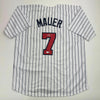 Autographed/Signed Joe Mauer Minnesota Pinstripe Baseball Jersey Beckett BAS COA