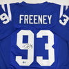 Autographed/Signed Dwight Freeney Indianapolis Blue Football Jersey Beckett BAS COA by Hall of Fame Sports Memorabilia