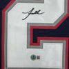 Autographed/Signed Jaylinn Hawkins New England Blue Football Jersey Beckett BAS COA by Hall of Fame Sports Memorabilia