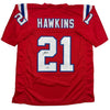 Autographed/Signed Jaylinn Hawkins New England Red Football Jersey Beckett BAS COA by Hall of Fame Sports Memorabilia