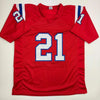 Autographed/Signed Jaylinn Hawkins New England Red Football Jersey Beckett BAS COA by Hall of Fame Sports Memorabilia