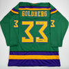 Autographed/Signed Shaun Weiss Greg Goldberg The Mighty Ducks Green Hockey Jersey Beckett BAS COA