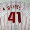 Autographed/Signed Charlie Manuel Philadelphia Pinstripe Baseball Jersey PSA/DNA COA