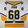 Autographed/Signed Jaromir Jagr Pittsburgh White Hockey Jersey JSA COA