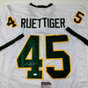 Autographed/Signed Rudy Ruettiger Notre Dame White/Green College Football Jersey JSA COA