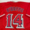 Autographed/Signed Logan O'Hoppe Los Angeles LA Anaheim Red Baseball Jersey Beckett BAS COA