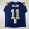 Autographed/Signed Tavon Austin St. Louis Blue Football Jersey JSA COA by Hall of Fame Sports Memorabilia