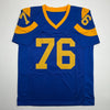 Autographed/Signed Orlando Pace St. Louis Retro Blue Football Jersey JSA COA by Hall of Fame Sports Memorabilia