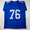 Autographed/Signed Ereck Flowers New York Blue Football Jersey JSA COA