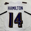 Autographed/Signed Kyle Hamilton Baltimore White Football Jersey Beckett BAS COA