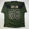 Autographed/Signed Lawrence Taylor New York Green Salute To Service Football Jersey Beckett BAS COA