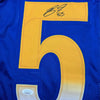 Framed Autographed/Signed Braden Fiske 35x39 Los Angeles LA Blue Football Jersey JSA COA by Hall of Fame Sports Memorabilia