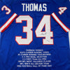 Autographed/Signed Thurman Thomas Buffalo Blue Stat Football Jersey Beckett BAS COA