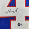 Autographed/Signed Thurman Thomas Buffalo Blue Stat Football Jersey Beckett BAS COA
