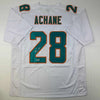 Autographed/Signed De'Von DeVon Achane Miami White Football Jersey Beckett BAS COA by Hall of Fame Sports Memorabilia