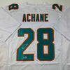 Autographed/Signed De'Von DeVon Achane Miami White Football Jersey Beckett BAS COA by Hall of Fame Sports Memorabilia
