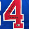Framed Autographed/Signed Kerry Wood 98 ROY 35x39 Chicago Blue Baseball Jersey Beckett BAS COA
