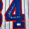 Autographed/Signed Kerry Wood 98 ROY Chicago Pinstripe Baseball Jersey Beckett BAS COA